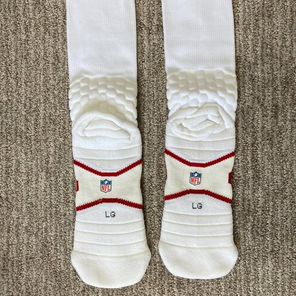 Men's Large 8-12 Nike NFL Team Football Socks Long Over the calf White Red - Picture 2 of 3
